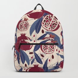 GRANADINA PATTERN 01 Backpack | Pomegranate, Leaves, Pattern, Illustration, Seamlesspattern, Vectorpattern, Leafs, Colorful, Abstract, Digital 