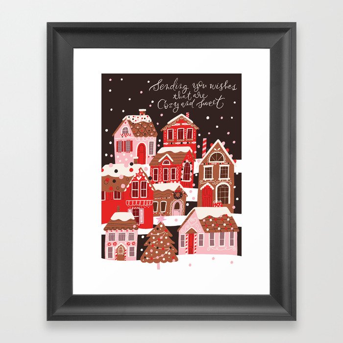Gingerbread Village Framed Art Print
