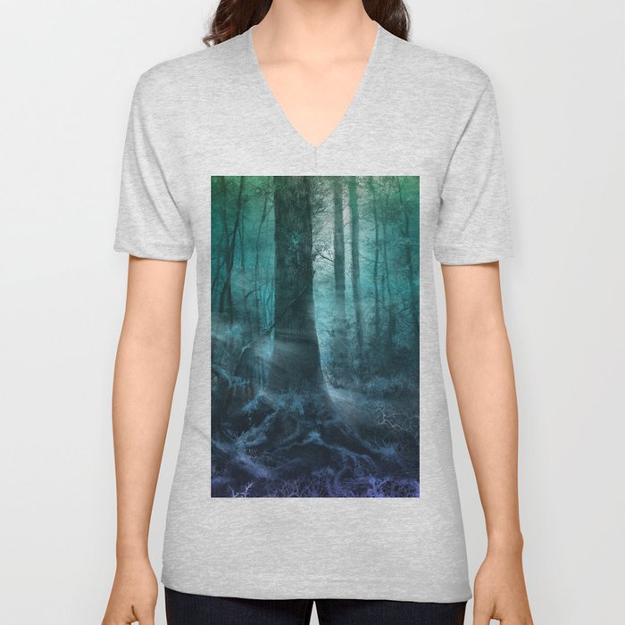 magical forest landscape V Neck T Shirt