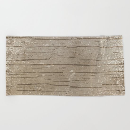 Nautical Driftwood Wood Grain Pattern Beach Towel