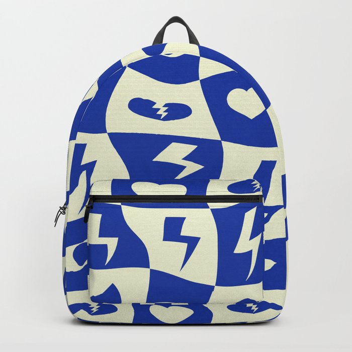 Heartbreak checker pattern # blue Backpack