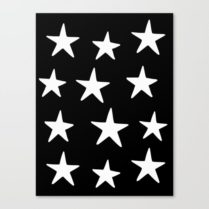 Star Pattern White On Black Leinwanddruck Star Pattern White On Black Leinwanddruck