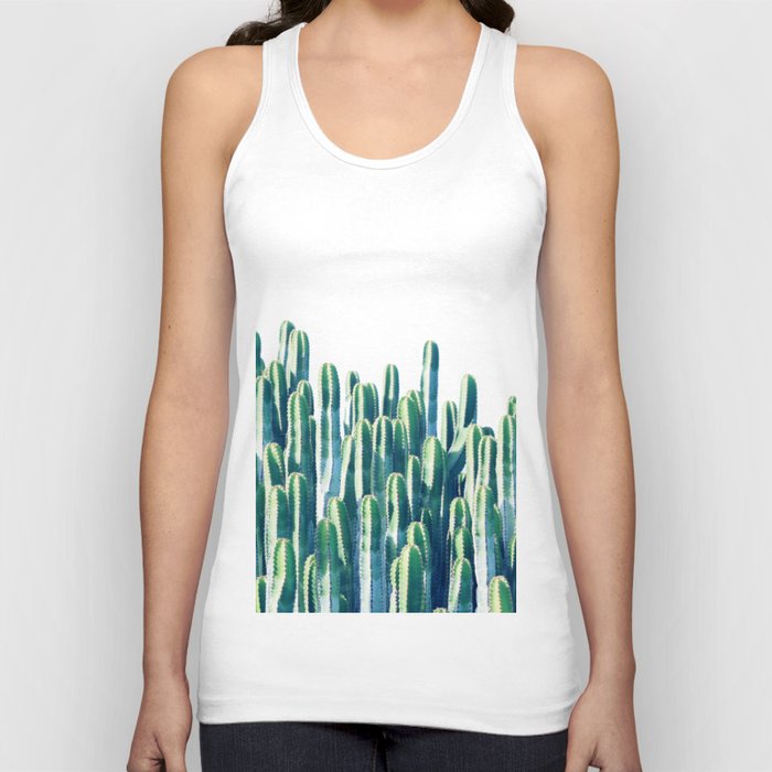 Cactus, Nature Botanical Blue Green Photography, Eclectic Jungle Scenic Summer Neutral Plants Tank Top