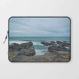 Yachats Oregon Beach Winter Pacific Ocean Driftwood Nautical Landscape Travel Vacation Stormy Laptop Sleeve