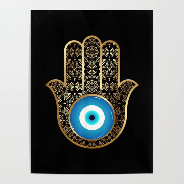 Evil Eye Amulet Hamsa Hand Mandala Poster