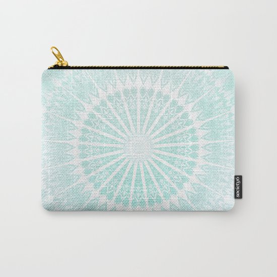 Turquoise Glittering Mandala Carry-All Pouch