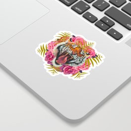 Tiger in the Rose Sticker