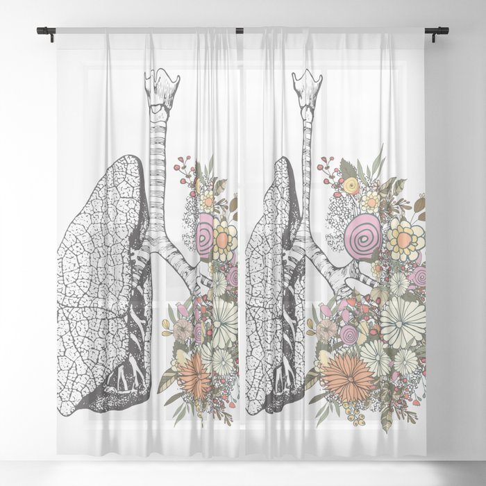 Lungs With Flowers Sheer Curtain