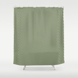 [ Thumbnail: Grey and Dark Olive Green Colored Lines/Stripes Pattern Shower Curtain ]