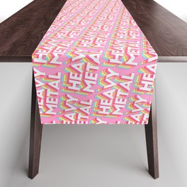 Heavy Metal Trendy Rainbow Text Pattern (Pink) Table Runner