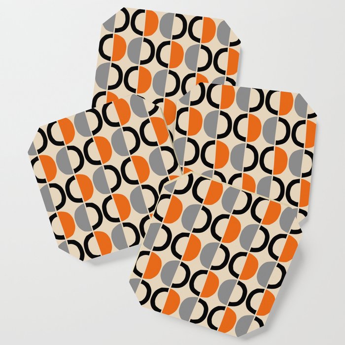 Mid Century Decor 548 Beige Black Gray and Orange Coaster