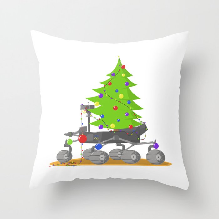 A Christmas with the Rover on Mars Throw Pillow