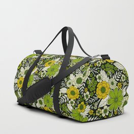 Modern Yellow & Green Floral Pattern Duffle Bag