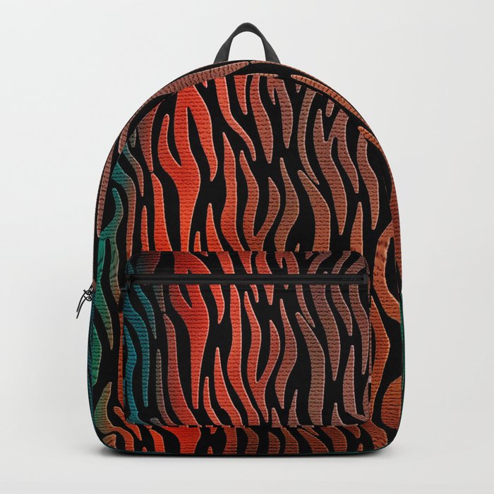 Southwestern Colorstream I - teal, red, taupe abstract Backpack