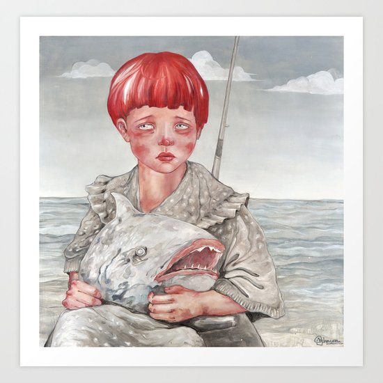 Fishing for a friend Art Print