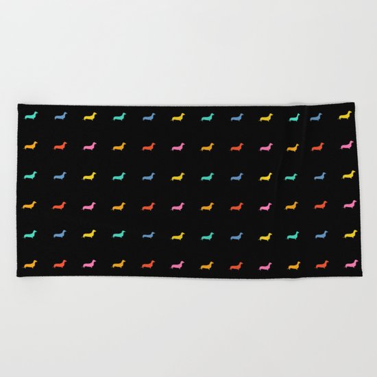 Happy Dogs on Black Beach Towel