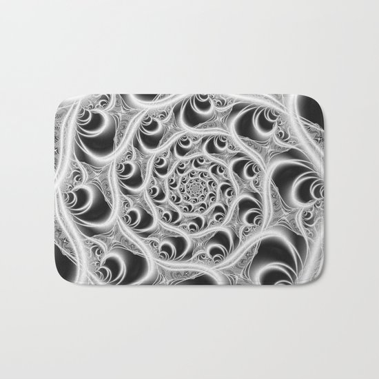 Fractal Web White on Black Bath Mat
