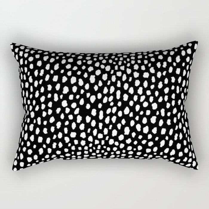 Handmade polka dot brush strokes (black and white reverse dalmatian) Rectangular Pillow