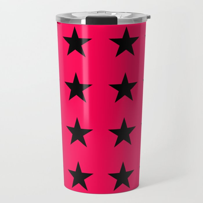Black Stars on Pink Travel Mug