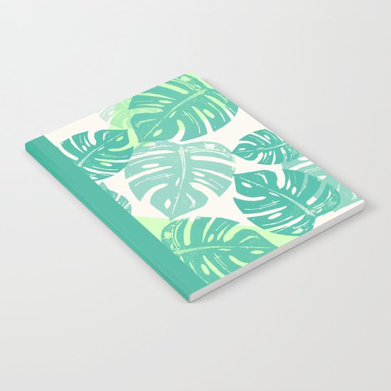 Linocut Monstera Green Notebook