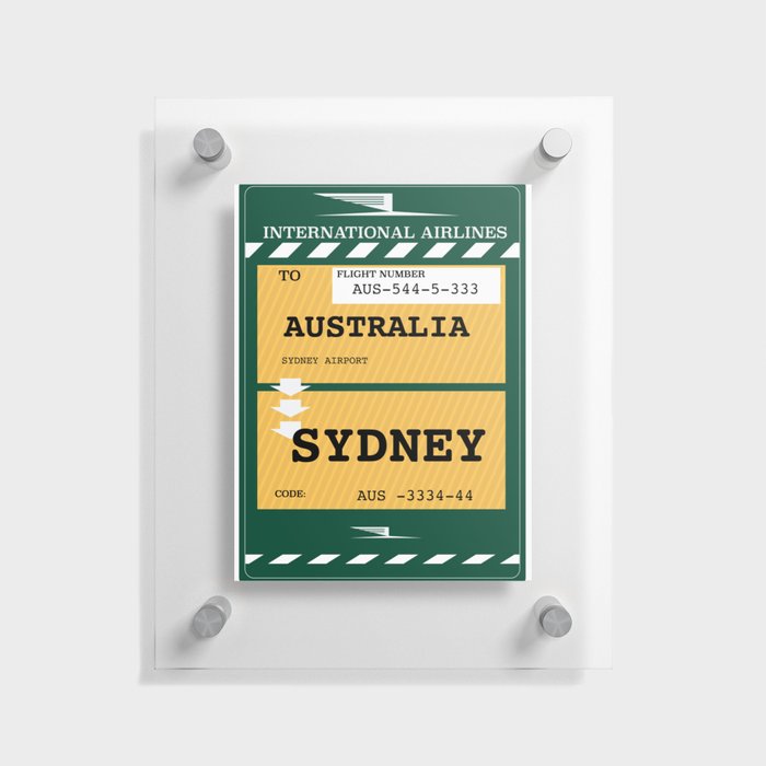 Sydney Australia airplane ticket Floating Acrylic Print