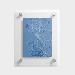 Seattle City Map of Washington State, USA - Blueprint Floating Acrylic Print