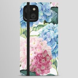 Pink Blue Hydrangea iPhone Wallet Case