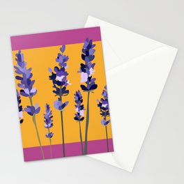 Lavender Design Pattern on Pink and Orange Stationery Card