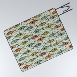 Vintage Color Block Fish Picnic Blanket