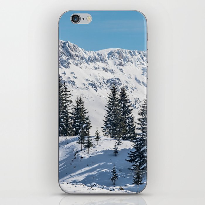 Winter landscape with snow-covered fir trees iPhone Skin