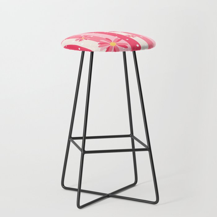 Flowers and Stripes Bar Stool