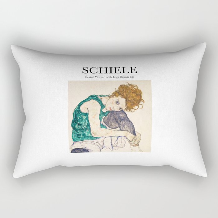 Schiele - Seated Woman with Legs Drawn Up Rectangular Pillow