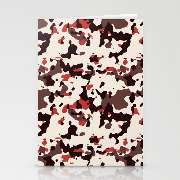 Borwn, Red and White Camouflage Stationery Cards