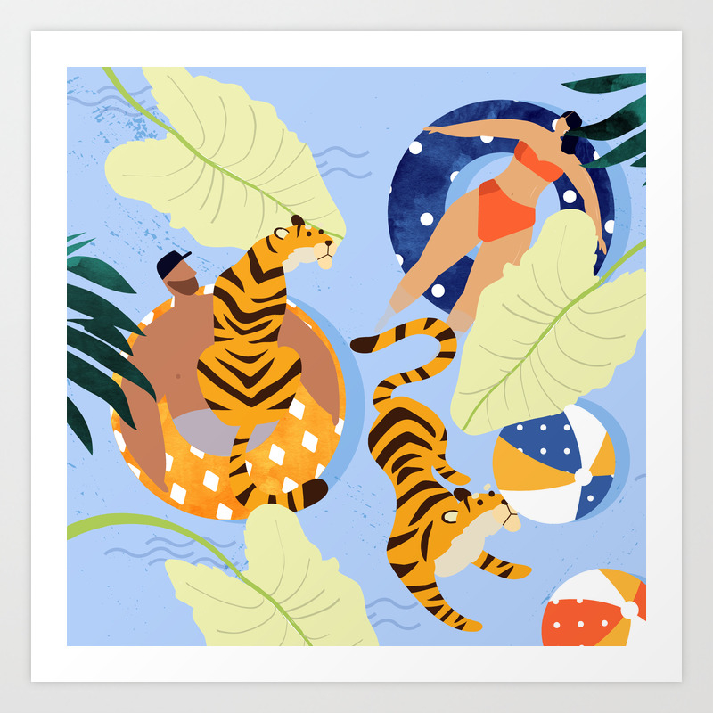 This Summer Illustration Swimming Pool Tiger Wildlife Quirky Fun Couple Love Art Print By oranges Society6 This Summer Illustration Swimming Pool Tiger Wildlife Quirky Fun Couple Love Art Print By oranges Society6