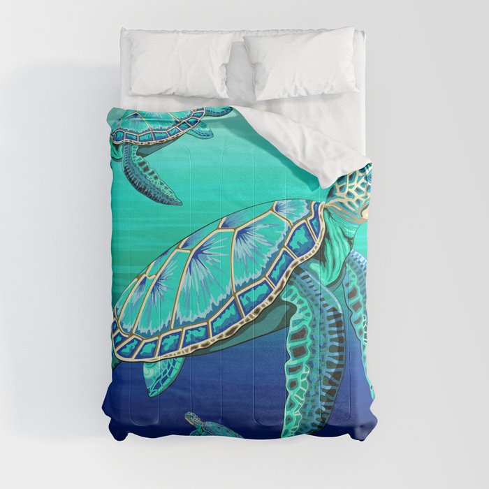 Sea Turtle Turquoise Oceanlife Comforter