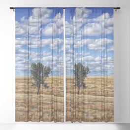 American prairie, South Dakota big sky country with fair weather clouds like a painting landscape color photograph / photography for home and wall decor Sheer Curtain