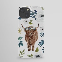 Highland Cow, Highland Cows with Flowers, Flower Crown, Floral Print, Watercolor iPhone Case