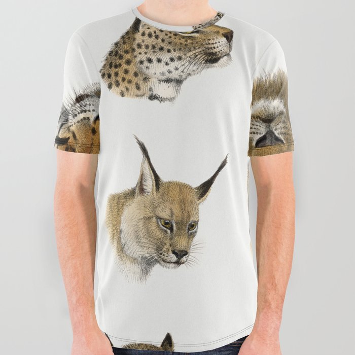 Wild animal, safari lithograph, The Great and Small Game of India All Over Graphic Tee