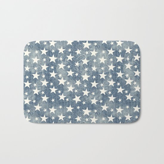 Stars with denim effect Bath Mat