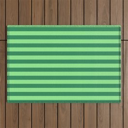 [ Thumbnail: Sea Green & Light Green Colored Striped/Lined Pattern Outdoor Rug ]