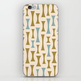 Retro Mid Century Modern Abstract Pattern 626 Blue Olive Green and Beige iPhone Skin