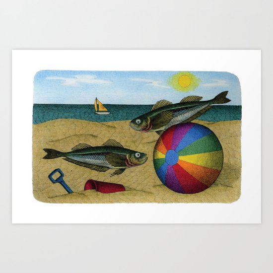 A day at the beach Art Print