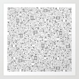 All Tech Line / Highly detailed computer circuit board pattern Art Print