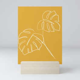 Monstera minimal - yellow Mini Art Print