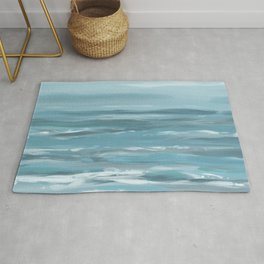 Coastal Waves 2 - Abstract Modern Landscape - Blue Gray Teal Aqua Rug