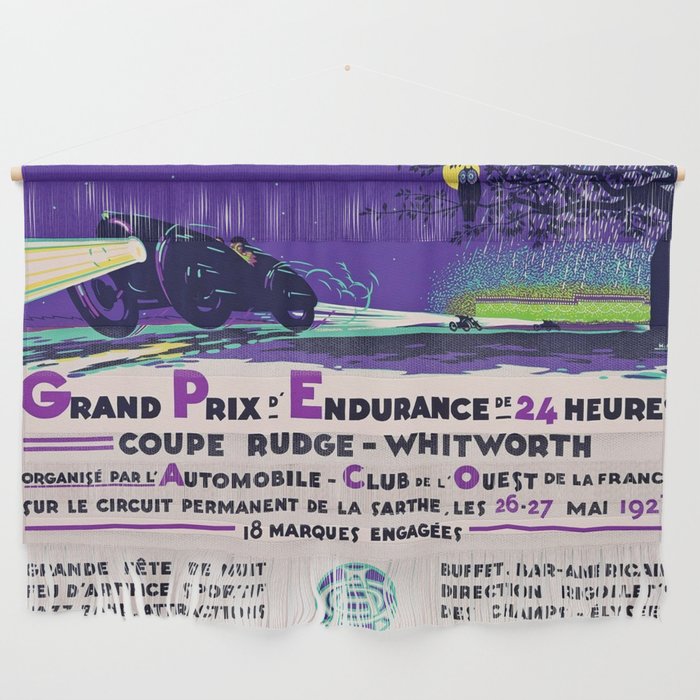1923 purple Grand Prix D'endurance De 24 Heures / Coupe Rudge - Whitworth Le mans grand prix racing automobile advertising advertisement vintage poster Wall Hanging
