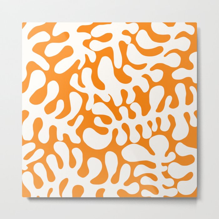 White Matisse cut outs seaweed pattern 15 Metal Print