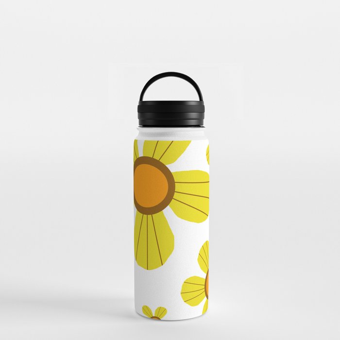 Yellow Abstract Flower Petals Water Bottle