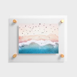 Aerial: Sandy Beach in Vivid Colours Floating Acrylic Print