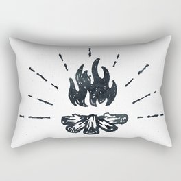 Campfire Black and White Flames Vintage Rectangular Pillow